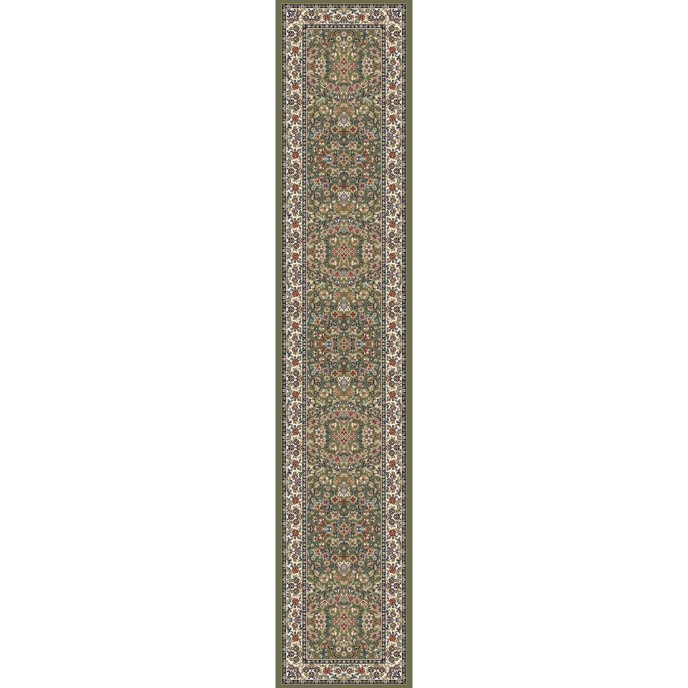 Dynamic Rugs 57078-4444 Ancient Garden 2.2 Ft. X 11 Ft. Finished Runner Rug in Green/Ivory